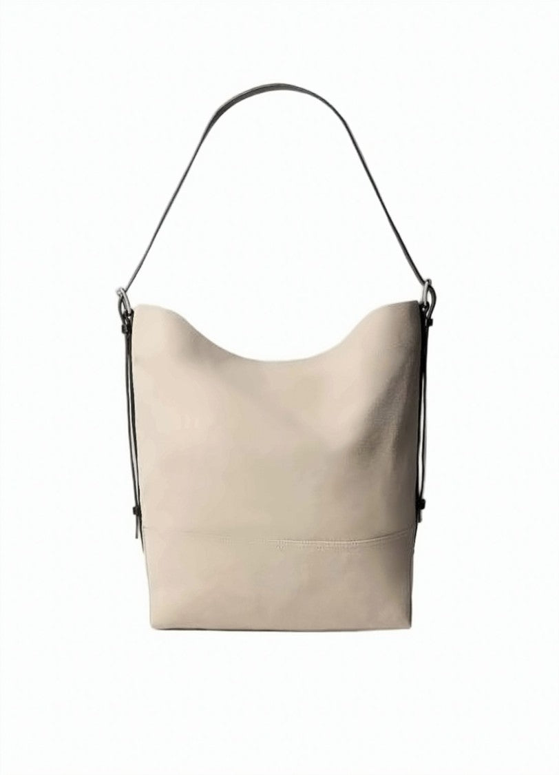 Lemaire Neutrals Slouchy Cotton Leather Tote Bag