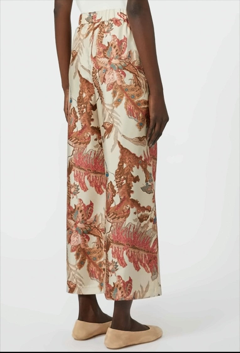 Weekend Printed Silk Twill Trousers With Cropped Hem