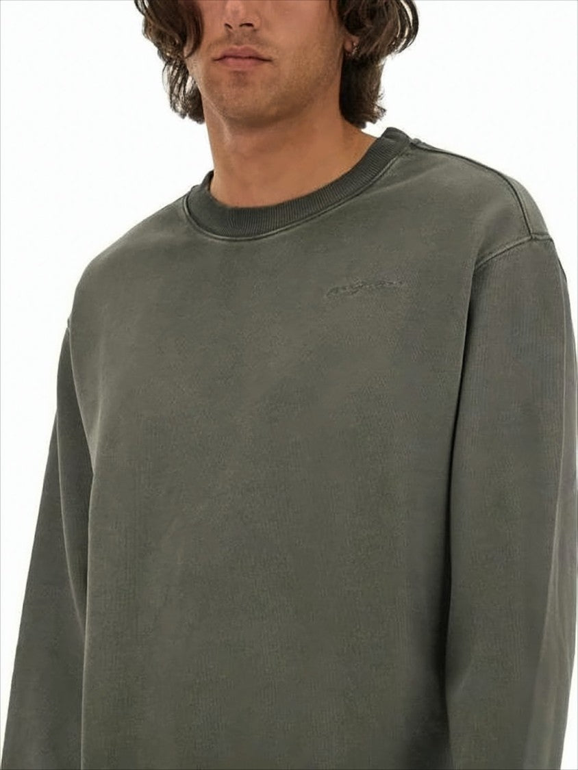 Msgm Relaxed Fit Grey Long-Sleeve T-Shirt With Ribbed Cuffs