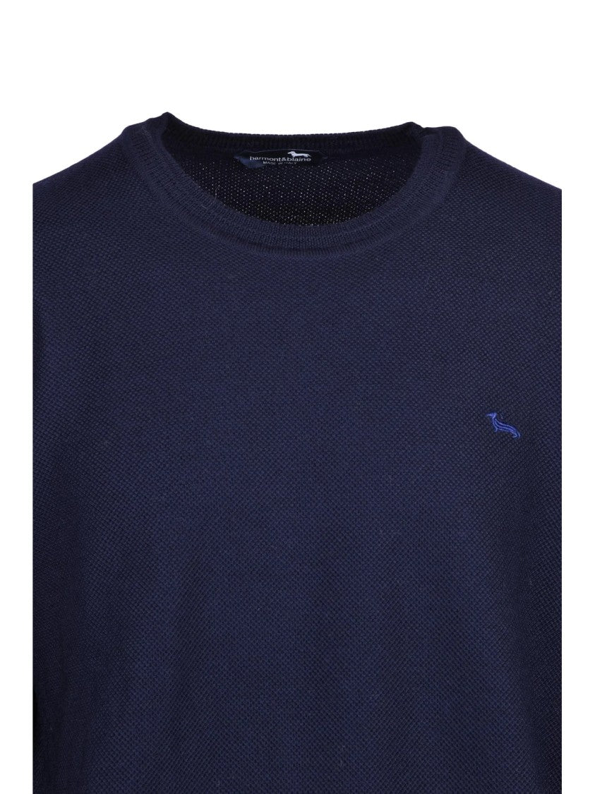 Harmont&Blaine Blue Wool Crewneck Sweater