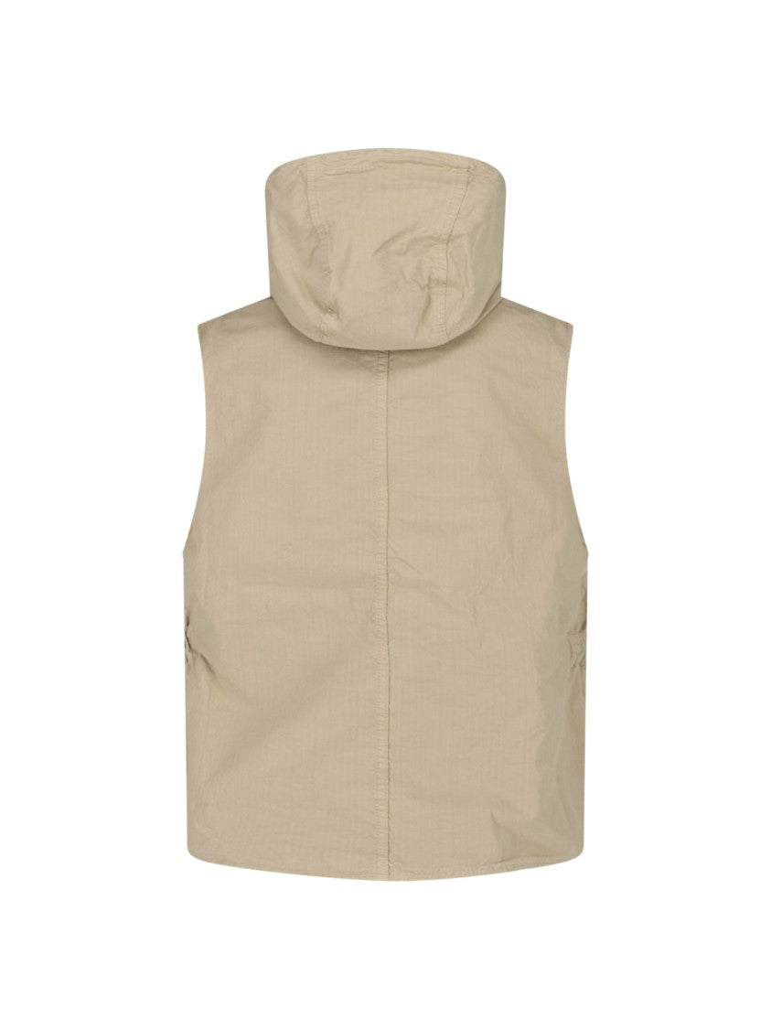 Roy Rogers Beige Hooded Cotton Vest Jacket