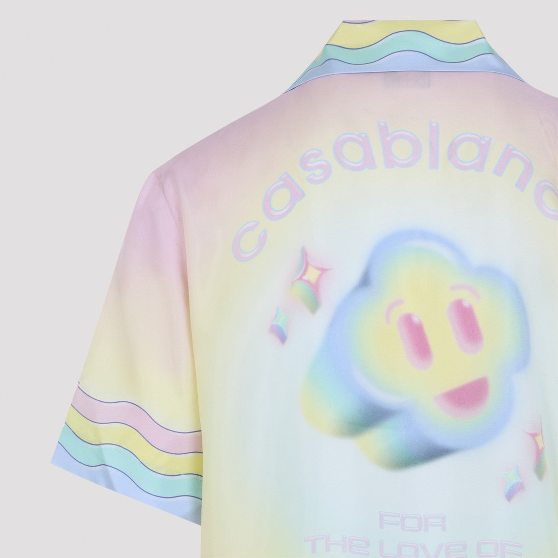 Casablanca Pastel Multicolor Silk Shirt With Playful Graphic