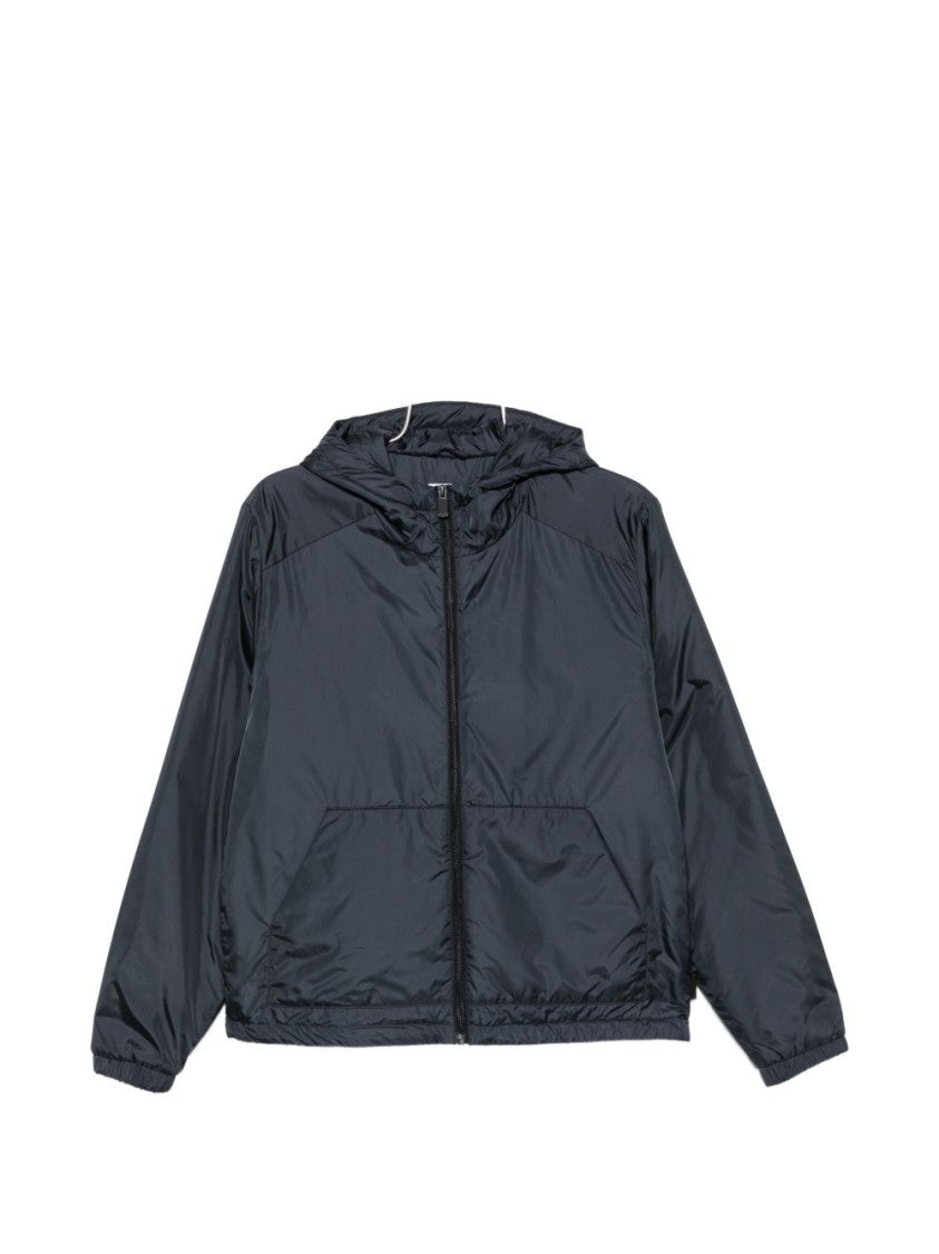 Aspesi Black Minimalist Hooded Elasticated Zip-Up Jacket