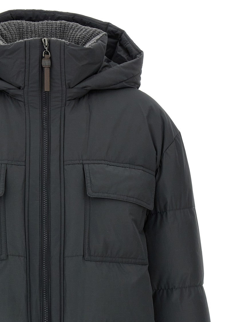 Brunello Cucinelli Knitted Neck Down Jacket