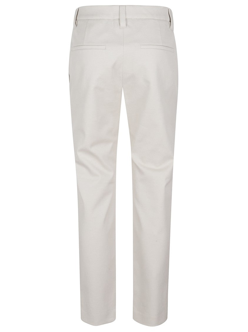 Brunello Cucinelli White Side Gusset Pockets Cotton Straight-Leg Pants