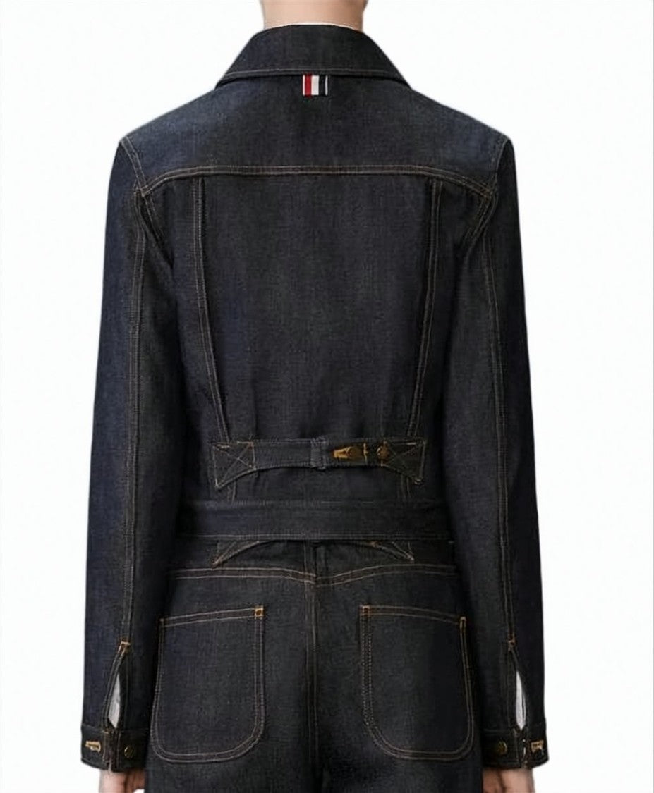 Thom Browne Cropped Denim Jacket With Structured Silhouette