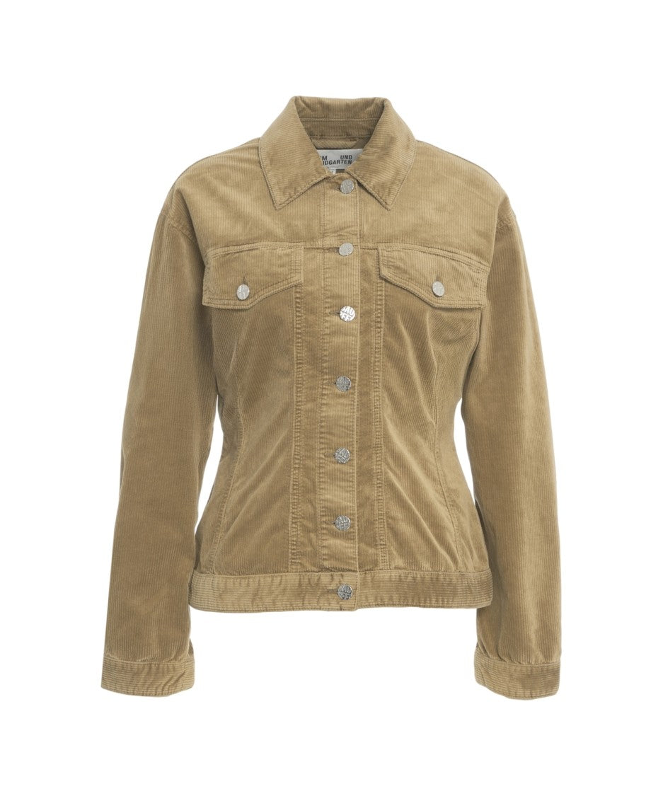 Baum Und Pferdgarten Fitted Corduroy Jacket With Classic Collar And Metallic Accents