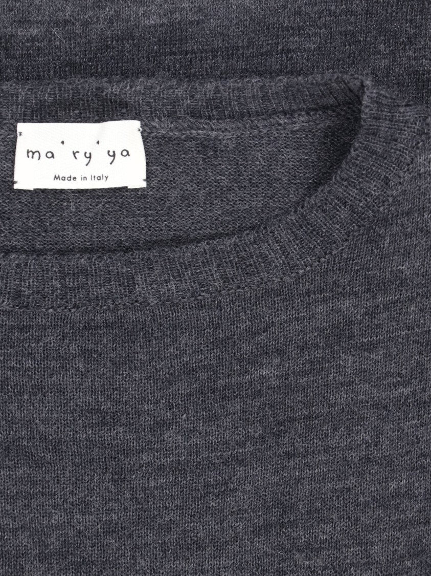 Ma'ry'ya Grey Virgin Wool Patch-Pocket Crewneck Sweater