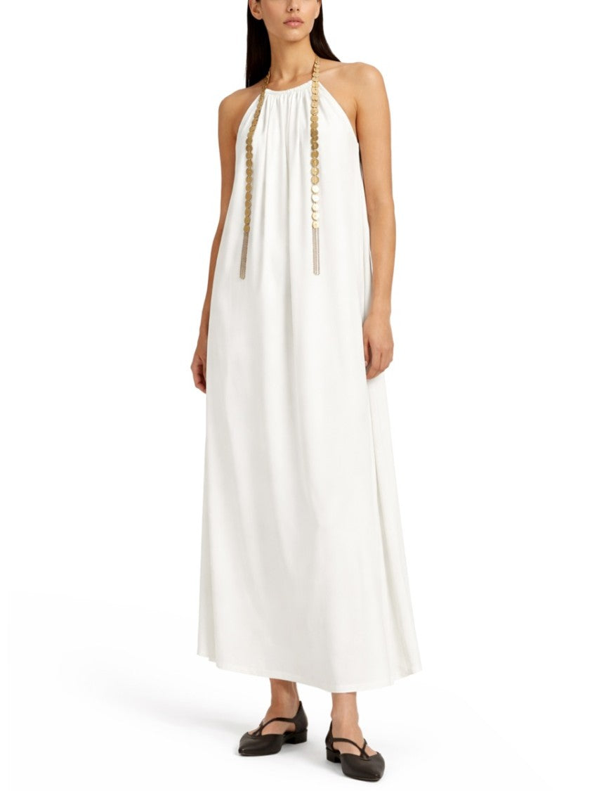 Max Mara Halter-Neck Cotton Maxi Dress With Gathered Detailing