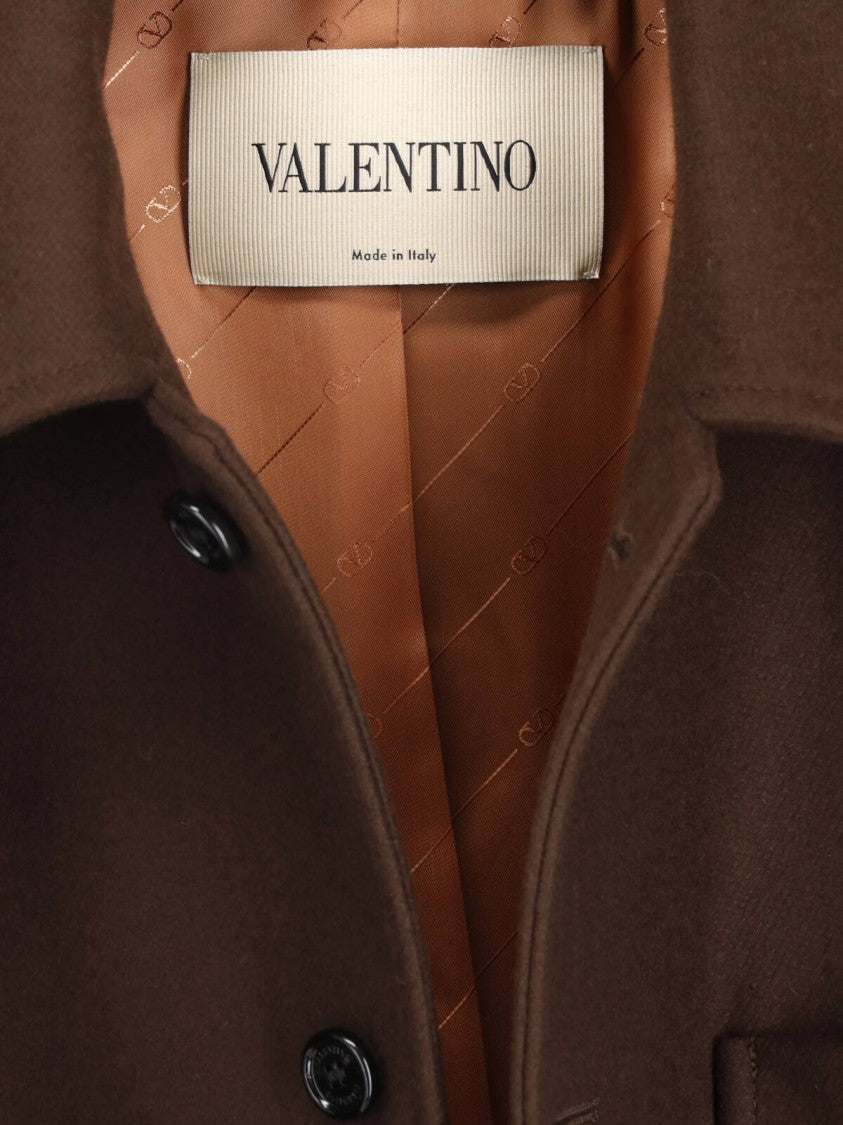 Valentino Brown Structured Classic Collar Metallic Accent Jacket