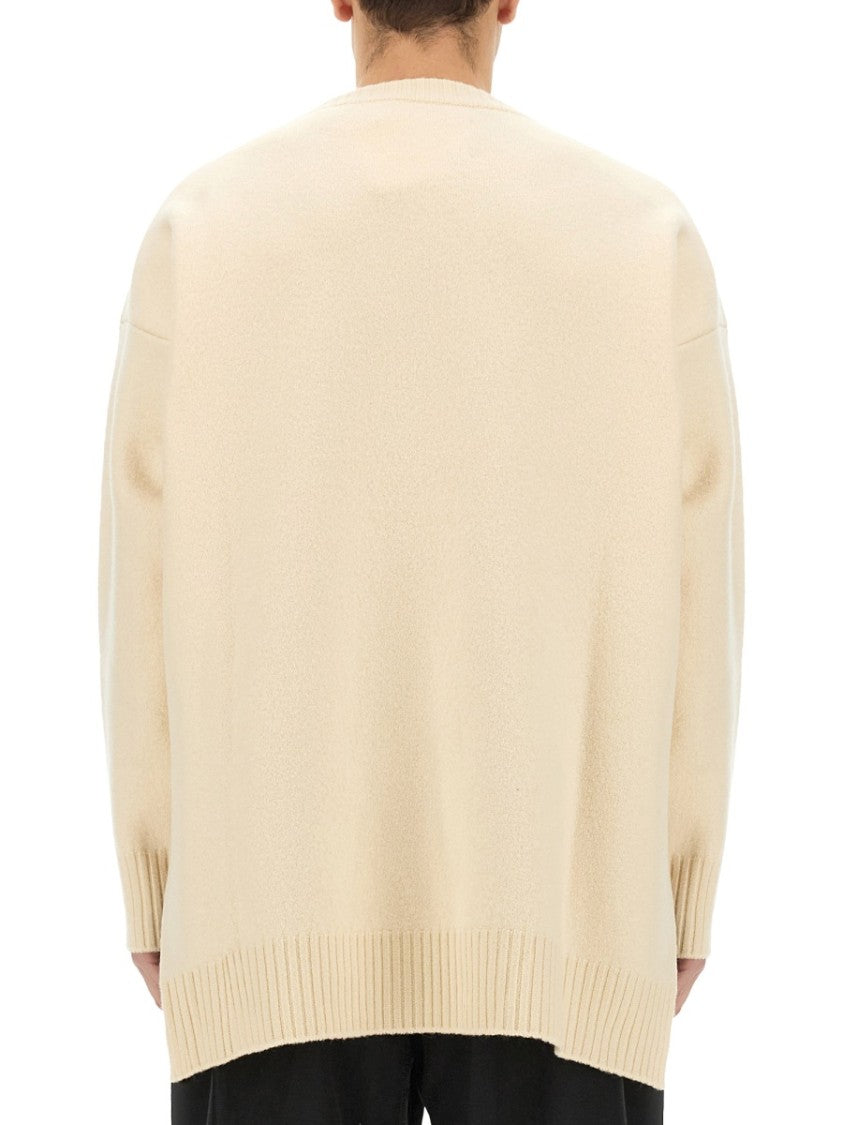Jil Sander Playful Wool Knit Sweater With Cherry Embroidery