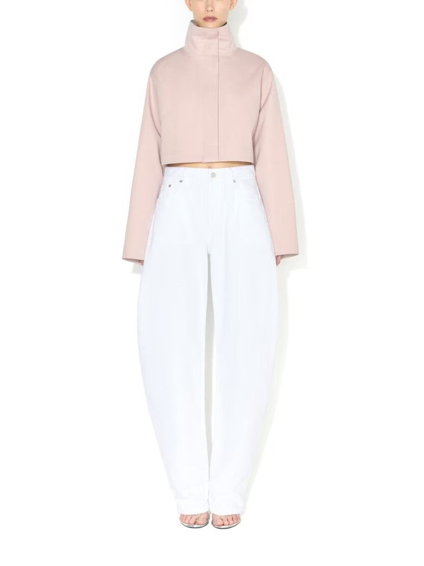 Alaïa White Cotton Denim Round High-Waisted Jeans