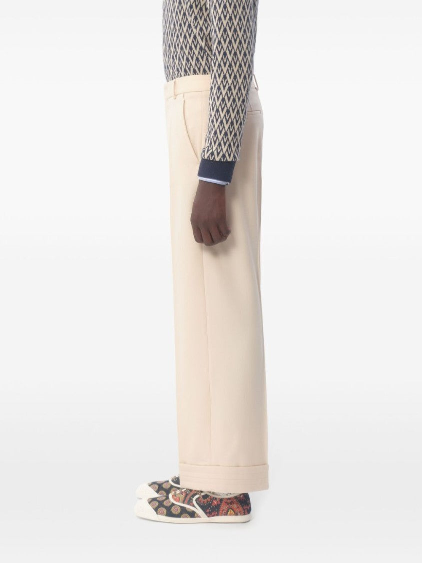Valentino Tailored Wide-Leg Pants With Pleated Front