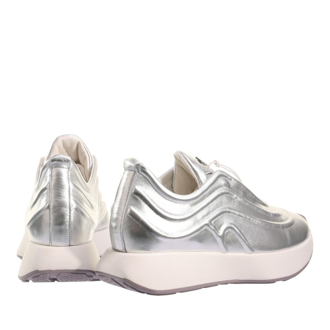 Högl Silver Metallic Wavy Design Lace-Up Sneakers