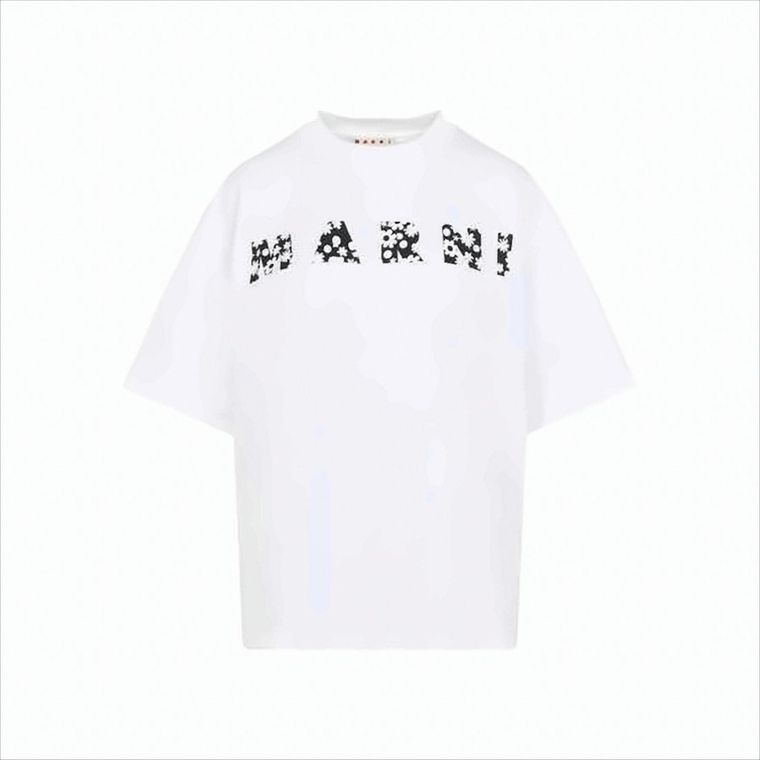 Marni White Short-Sleeve T-Shirt With Floral Graphic Design