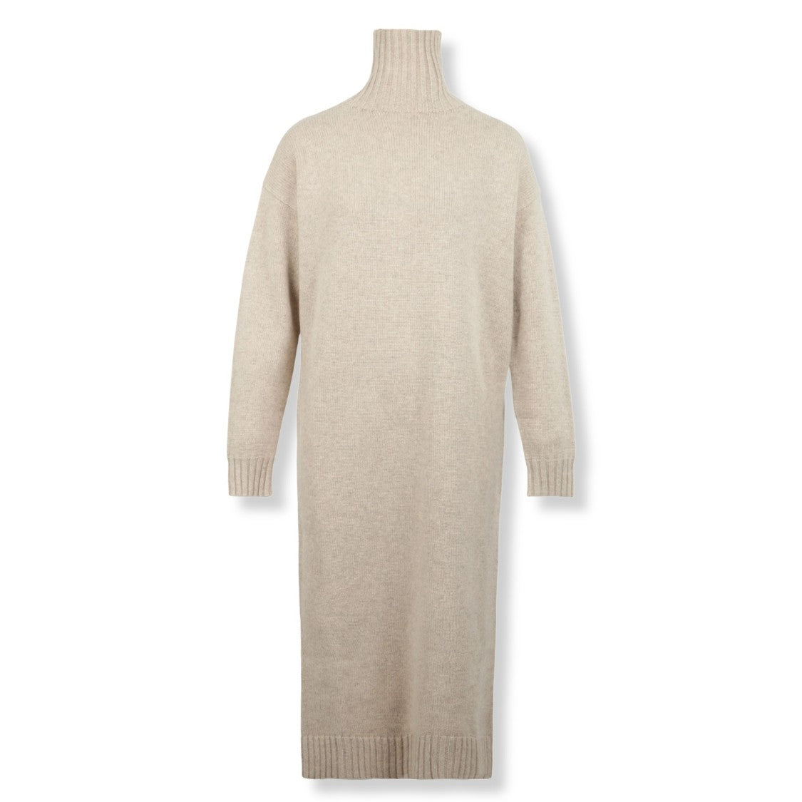 Max Mara Long-Sleeved Turtleneck Dress With Ribbed Detailing