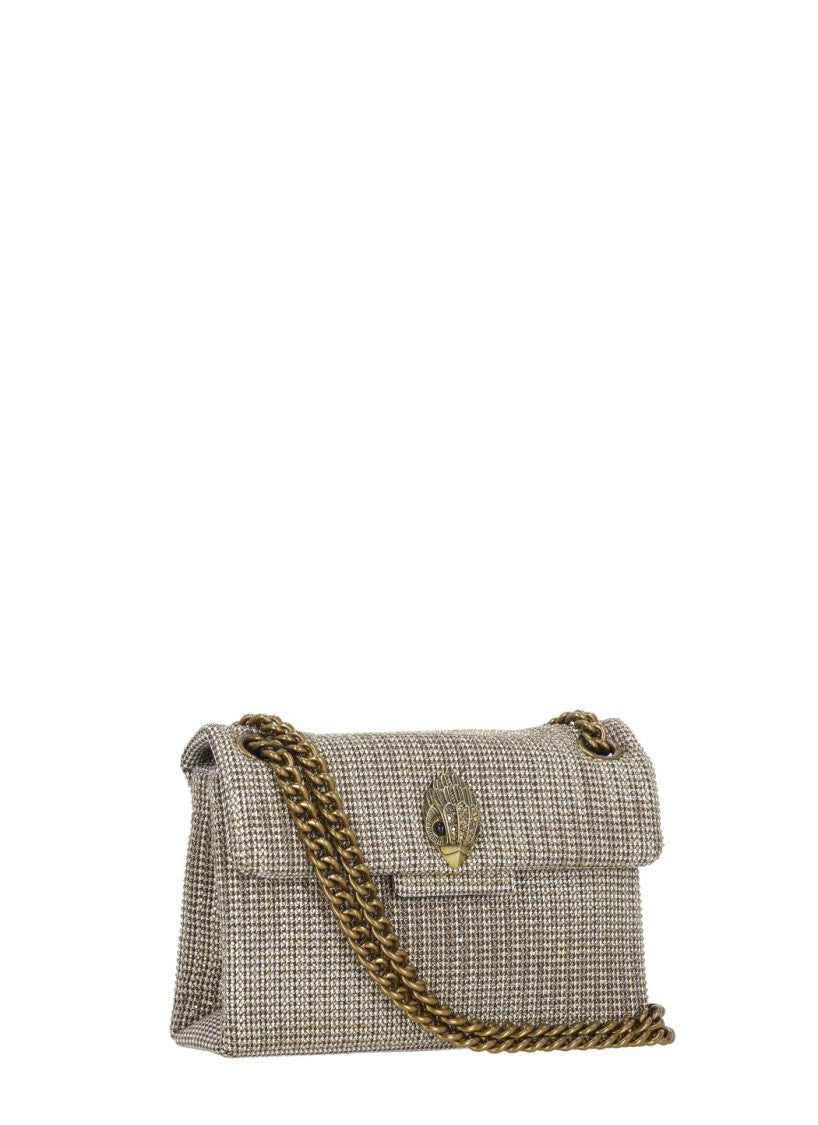 Kurt Geiger Brown Houndstooth Rhinestone Embellishments Mini Shoulder Bag