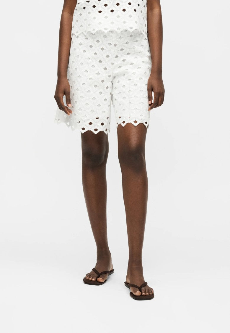 Max Mara Eyelet Lace Shorts With Scalloped Hem