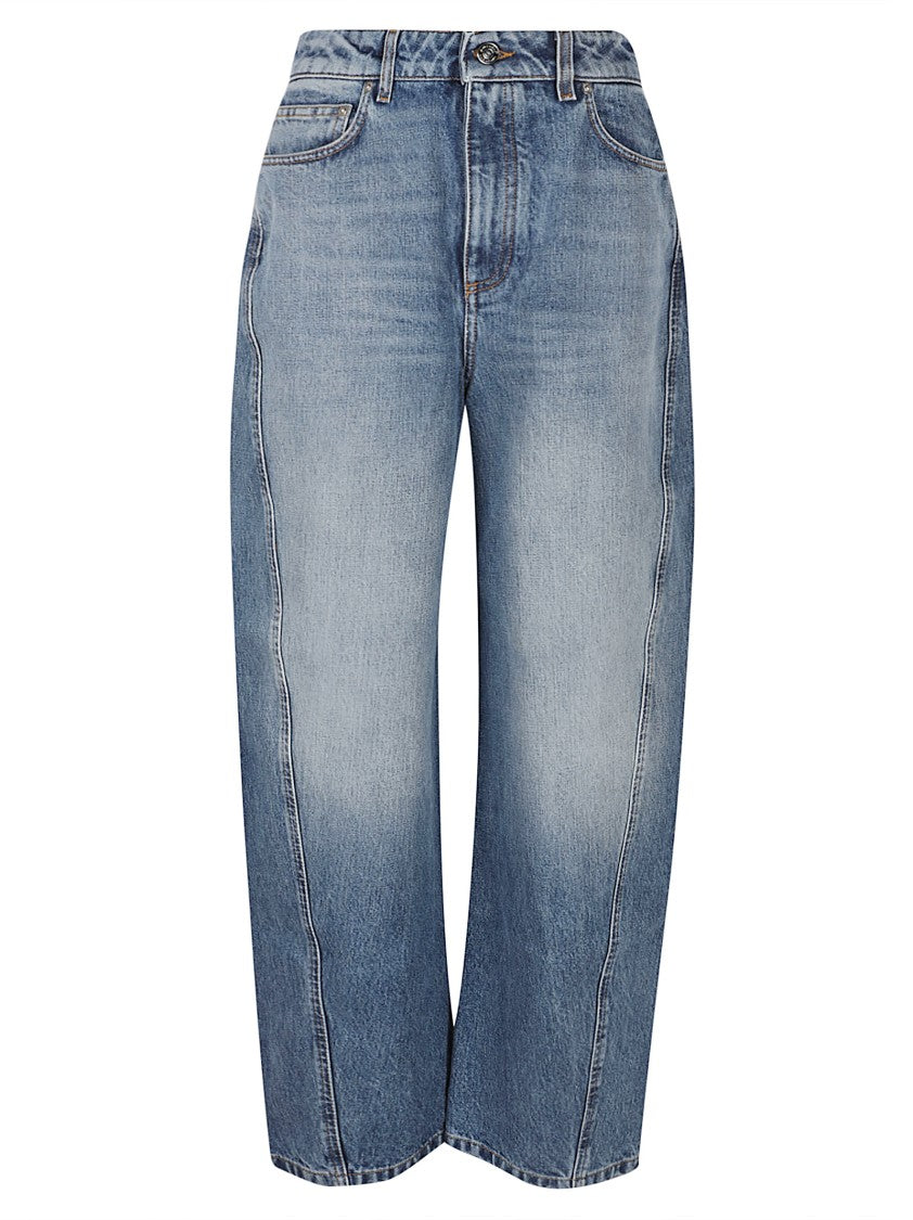 Givenchy Relaxed Mid-Calf Trousers In Medium Blue Denim