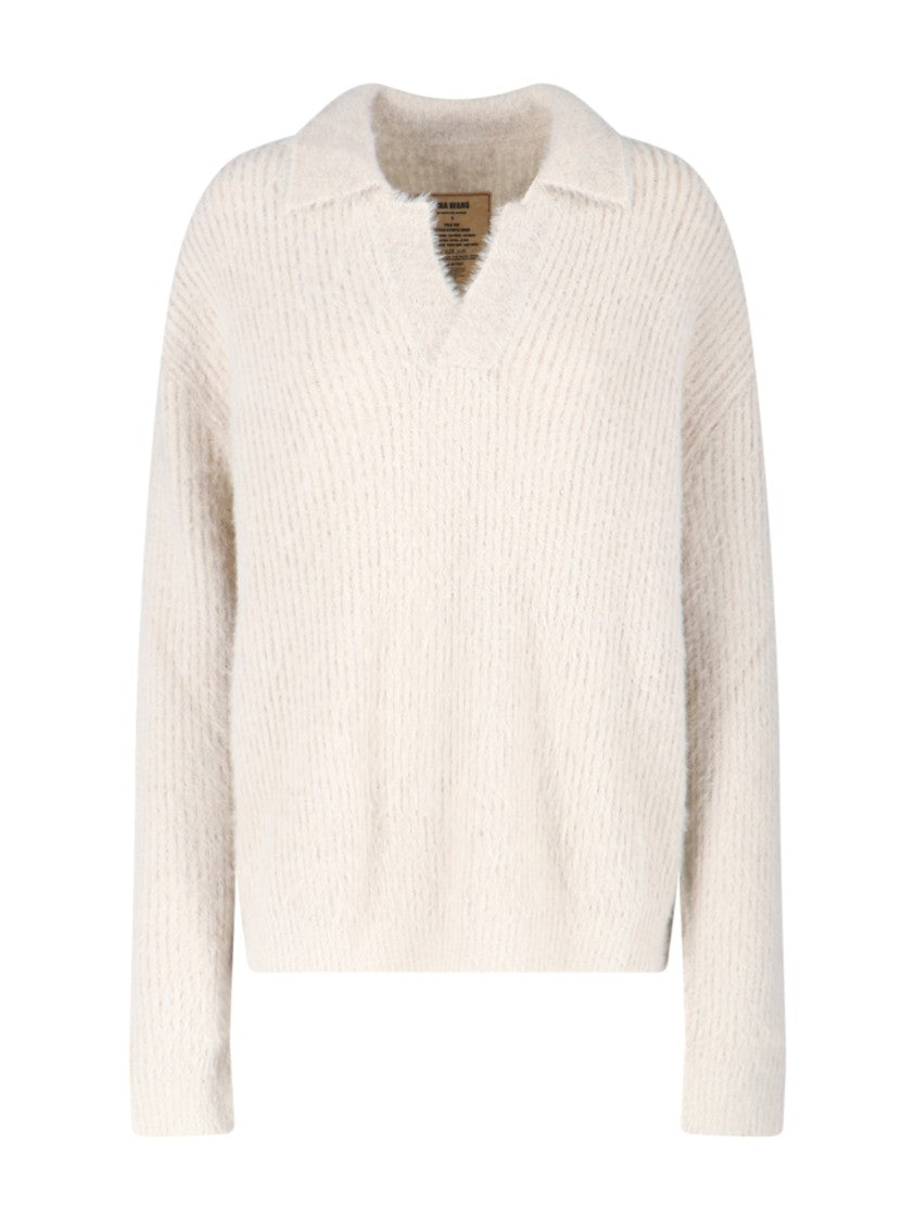 Uma Wang V-Neck Alpaca Sweater – Cream
