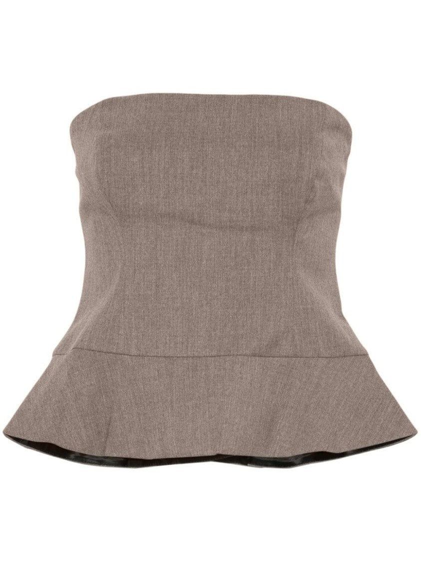 Beaufille Tailored Strapless Brown Blouse
