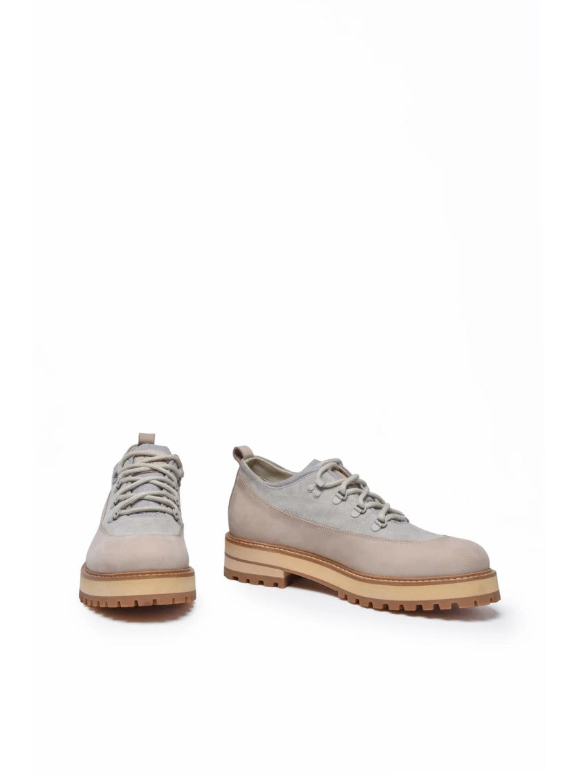 Eleventy Sand/Light Gray Hiking-Inspired Suede Booties
