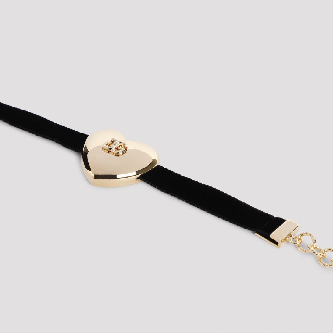 Dolce & Gabbana Heart-Shaped Bracelet With Velvet Strap And Gold Accent