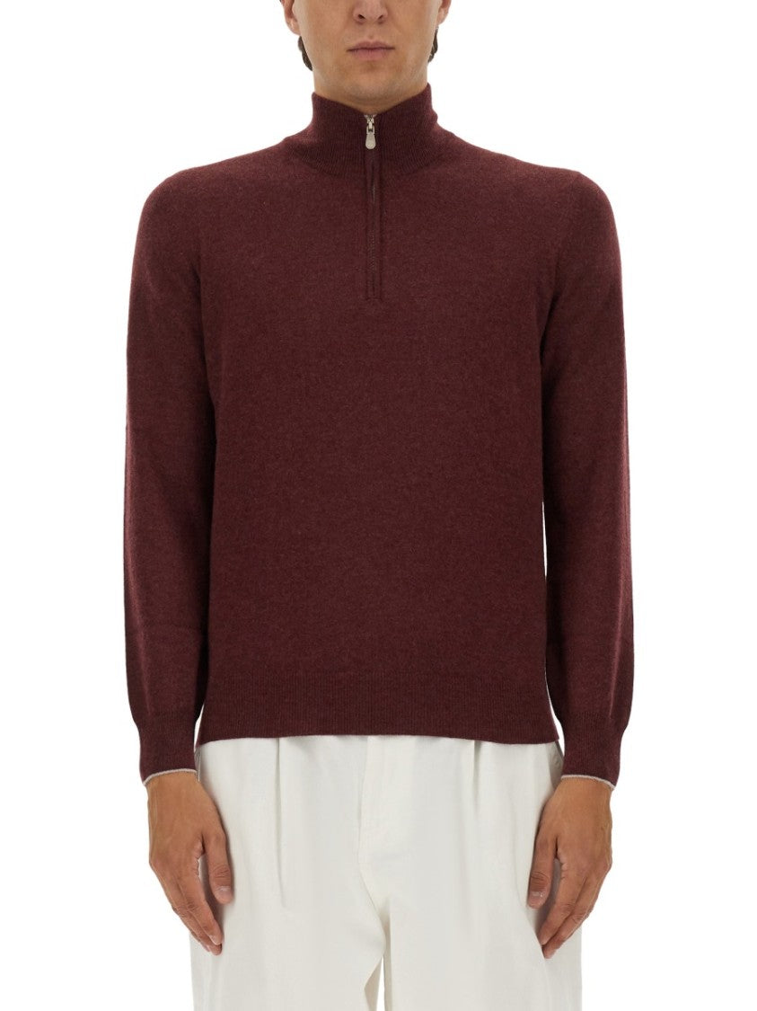 Brunello Cucinelli Burgundy Cashmere Turtleneck Sweater