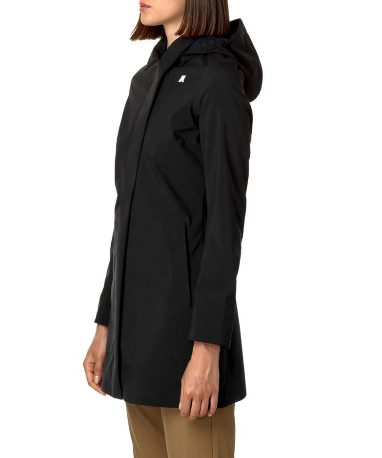 K-Way Short Black Coat With 3-Layer Waterproof Fabric