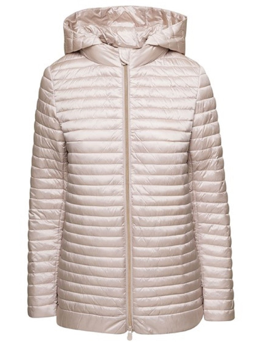 Save The Duck Quilted Beige Jacket Tailored Fit Hood