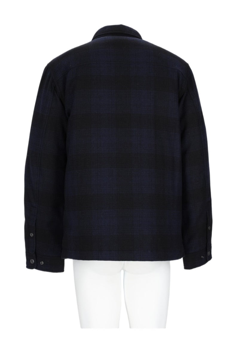 Woolrich Blue Dark Plaid Wool-Blend Shirt Jacket