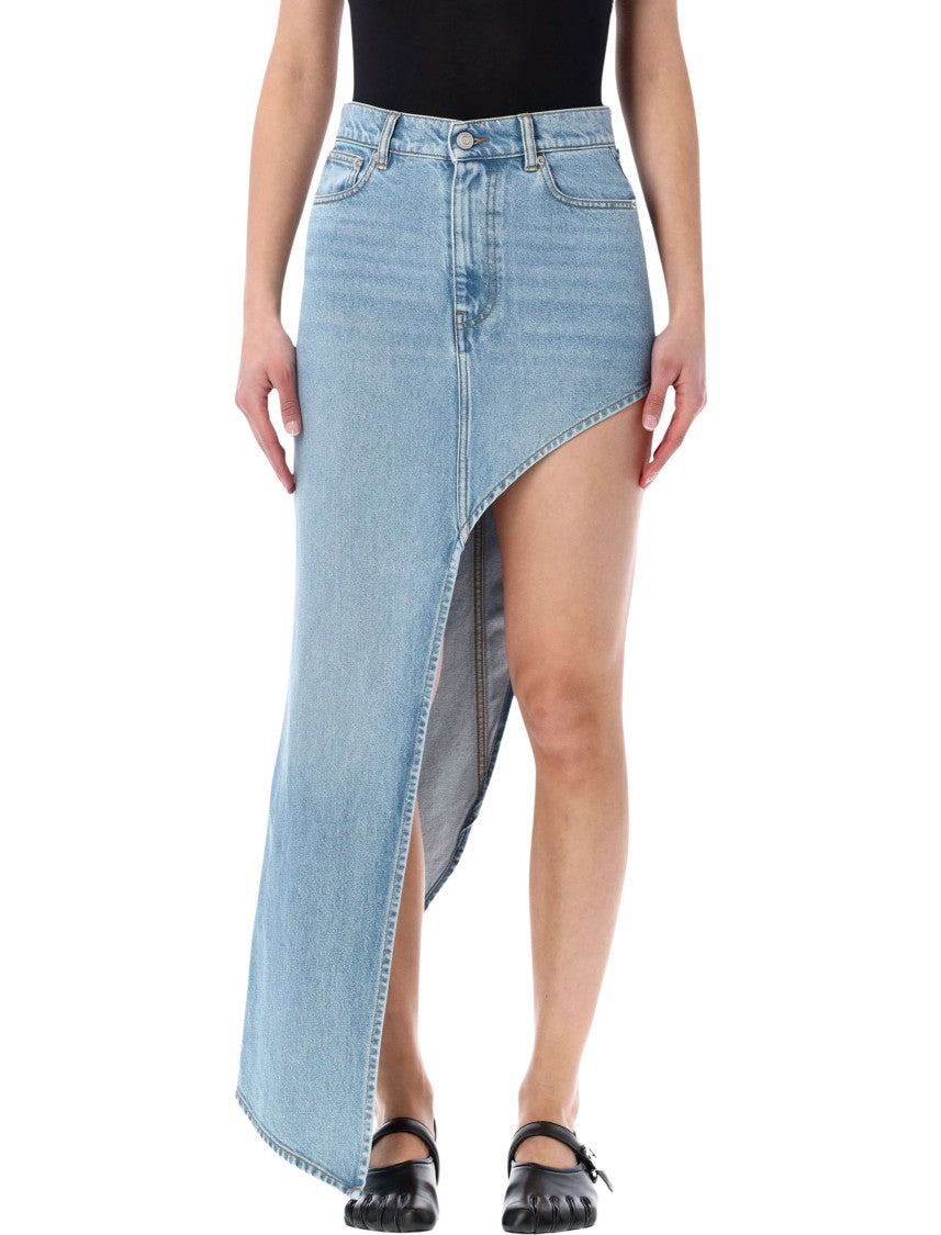Coperni Azzurro Light One-Leg Asymmetric Denim Skirt