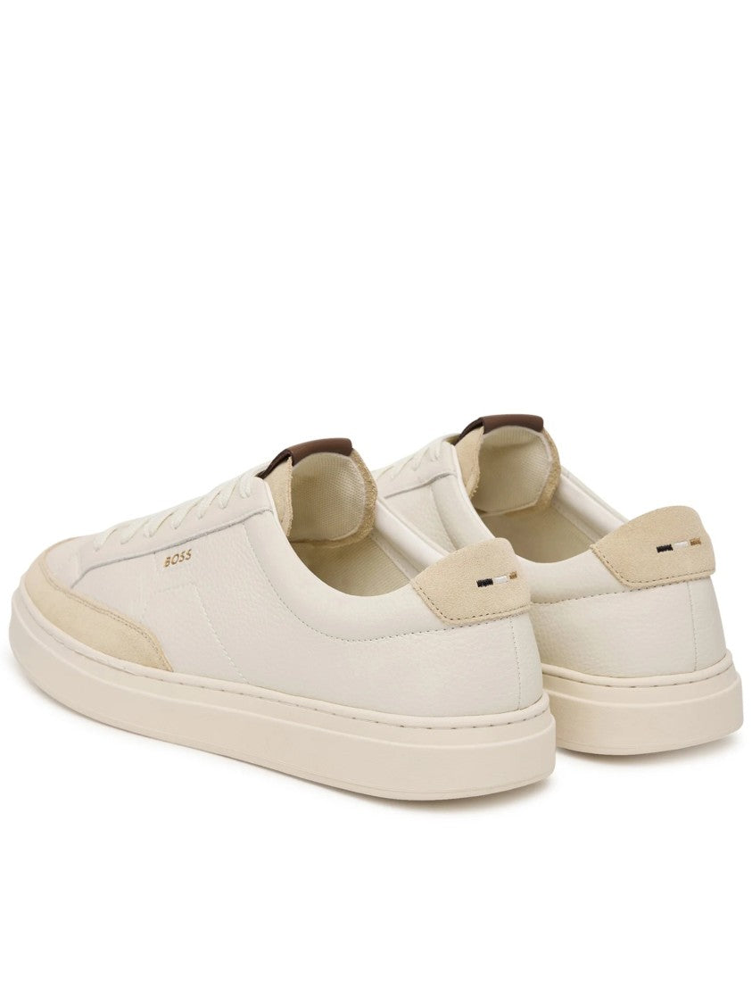 Hugo Boss Light Beige Smooth Leather Sneakers