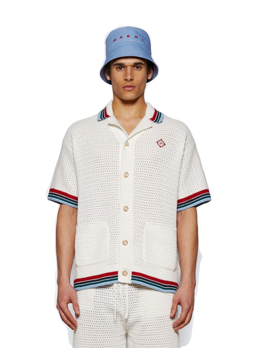 Casablanca Sporty Faux Crochet Shirt White