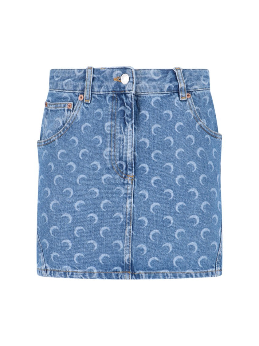 Marine Serre Mini Denim Skirt