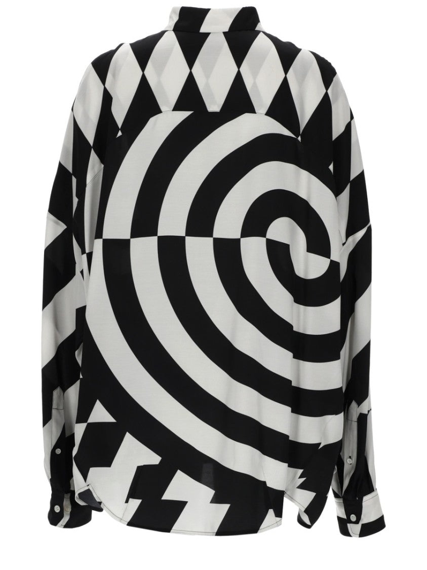 Dries Van Noten Casia Black White Geometric Shirt