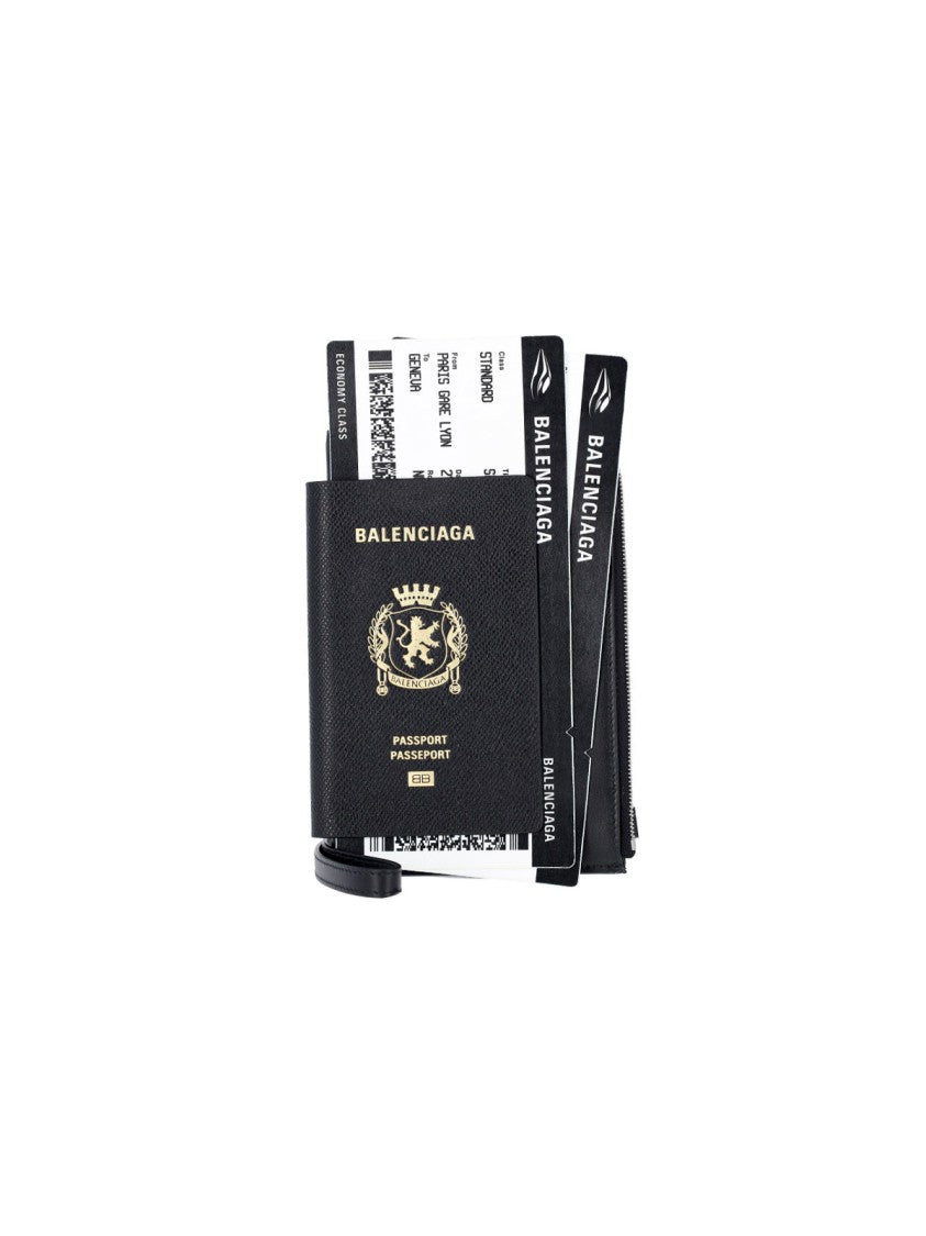 Balenciaga Black Passport Graphic Ticket Phone Holder
