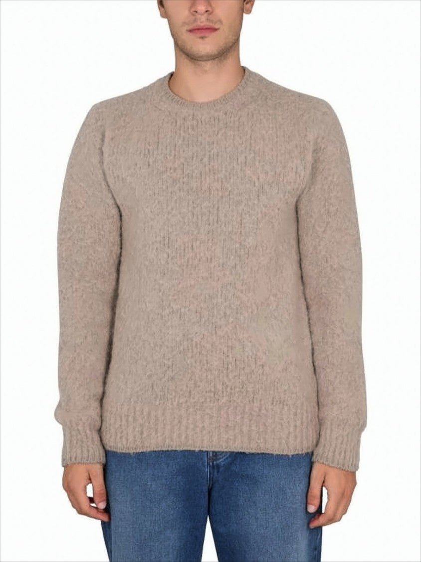 Ami Soft Cable Knit Sweater With Classic Crew Neckline