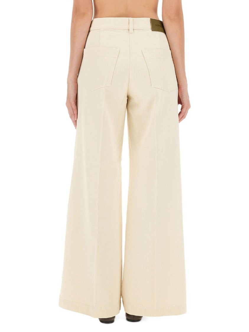 Aspesi High-Waisted Wide-Leg Pants With Belt Loops And Seam Details