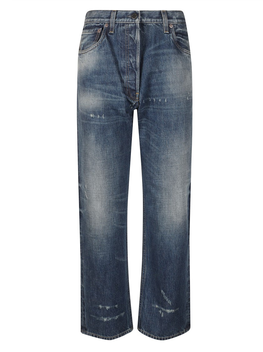 Prada Relaxed Fit Cropped Jeans With Distressed Detailing