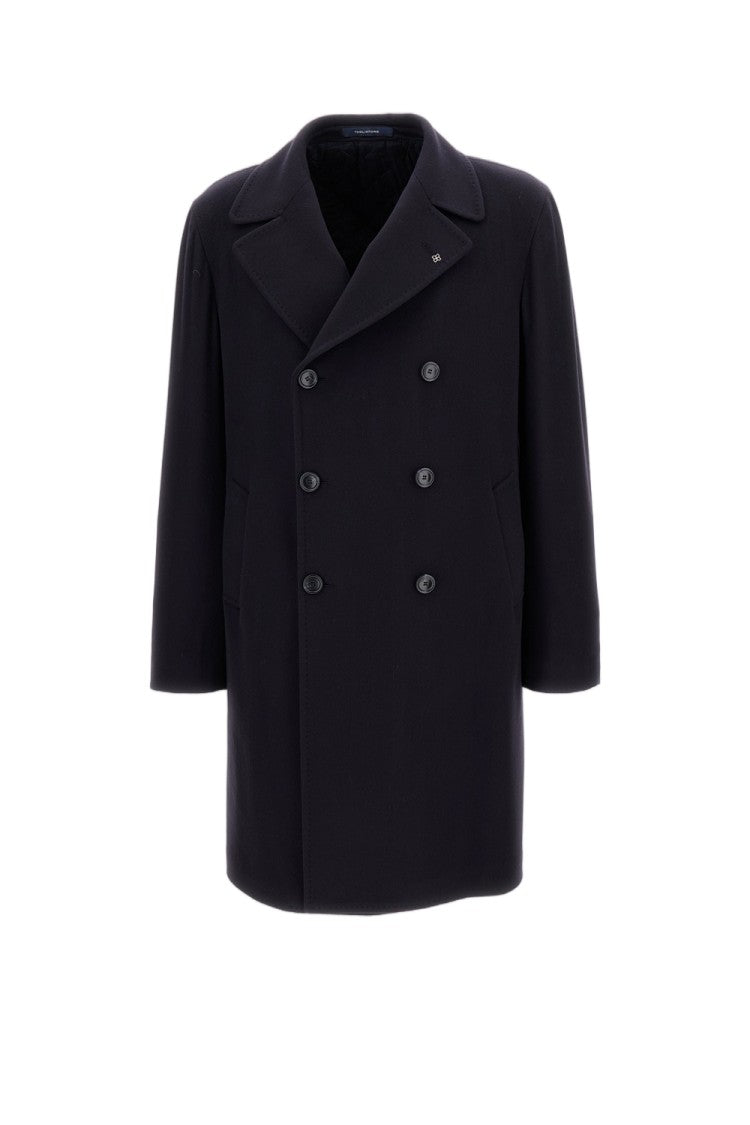 Tagliatore Single-Breasted Long Coat With Wide Peaked Lapels