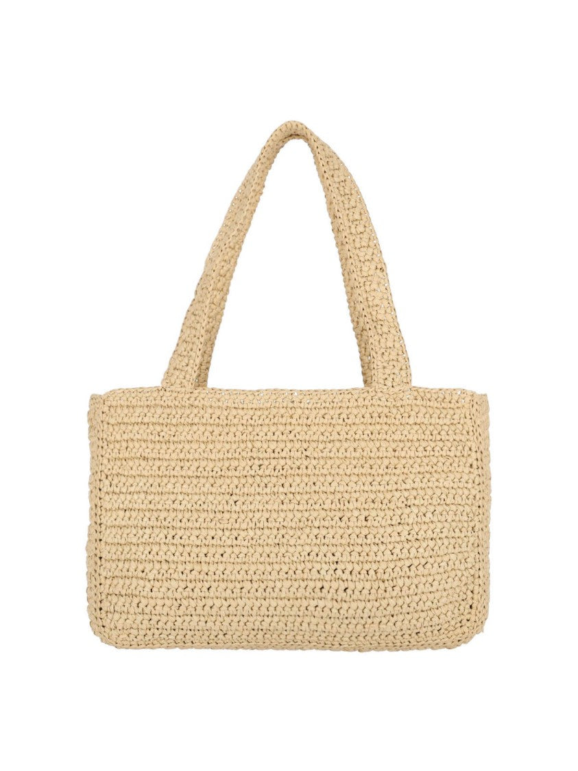 Valentino Garavani Woven Beige Tote Bag With Prominent Vlogo Signature