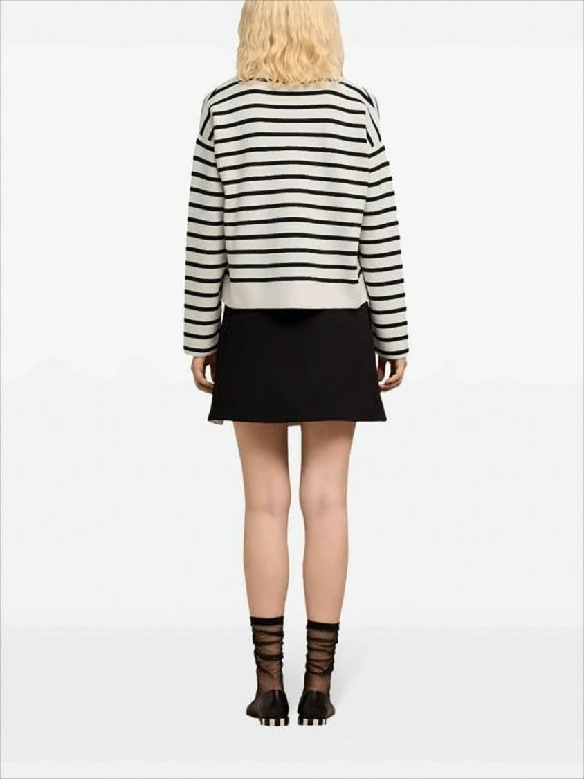 Ami Cropped Sweater With Classic Stripe Pattern