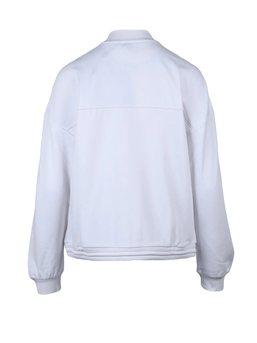 Mm By Max Mara White Cotton Polyester Elastane Women Zip Sweatshirt