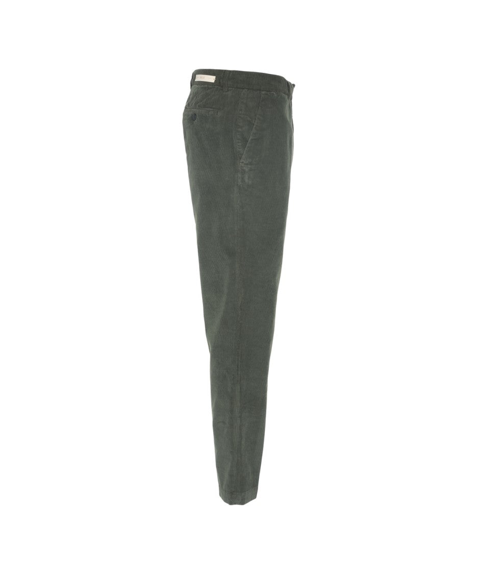Briglia Olive Corduroy Trousers With Classic Cut And Tailored Fit