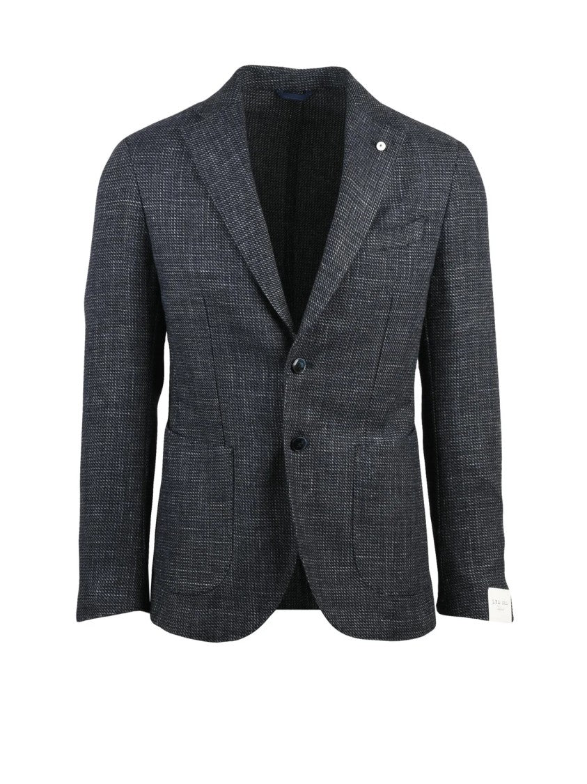 L.B.M. 1911 Textured Fitted Jacket With Notch Lapels And Button Closure