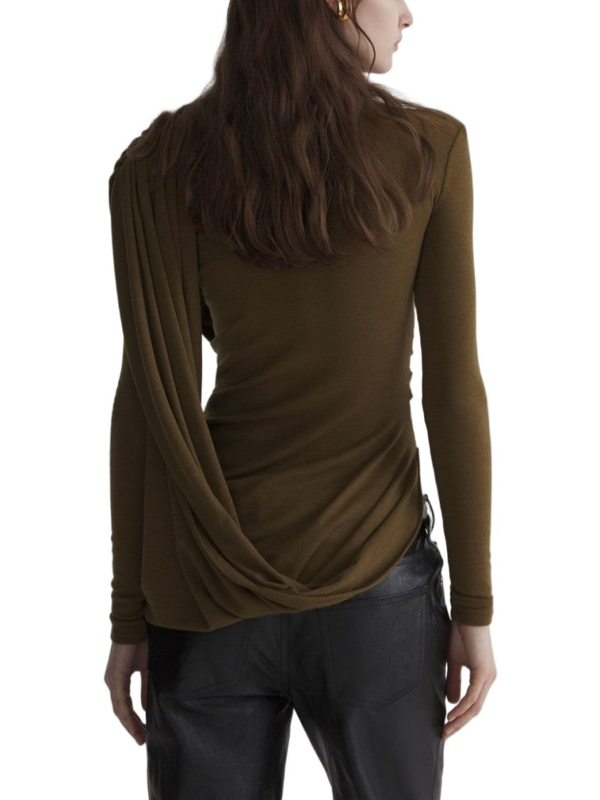 Mugler Asymmetrical Draped Flowing Panel Top