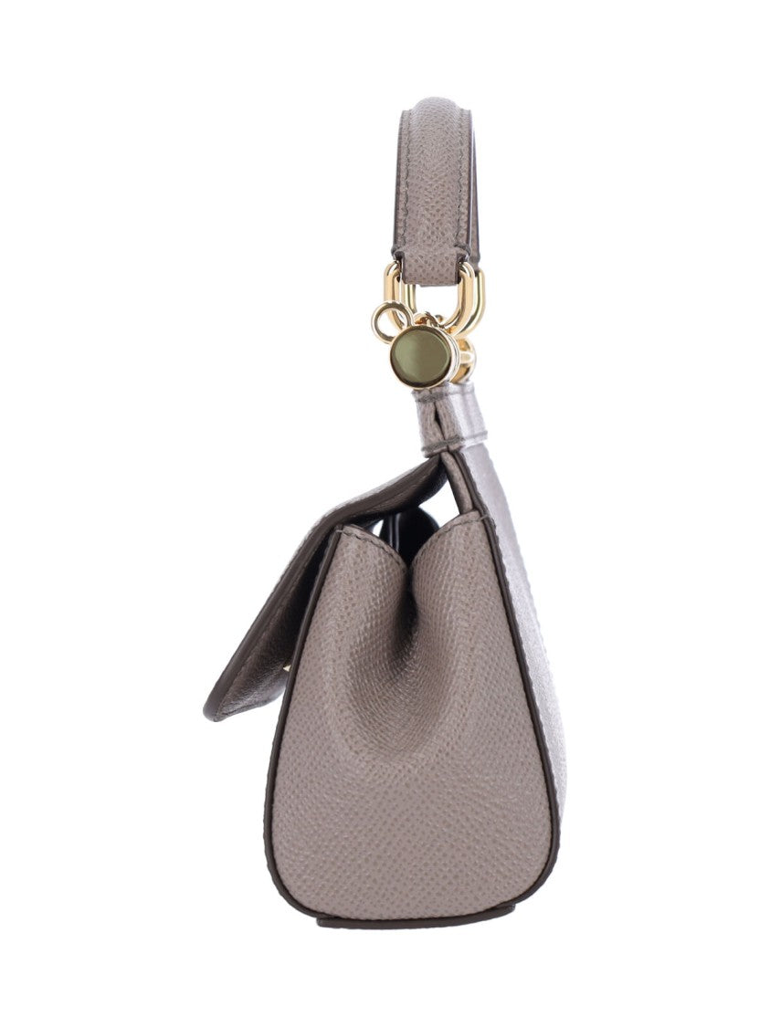 Dolce & Gabbana Taupe Sicily Small Leather Top-Handle Shoulder Bag