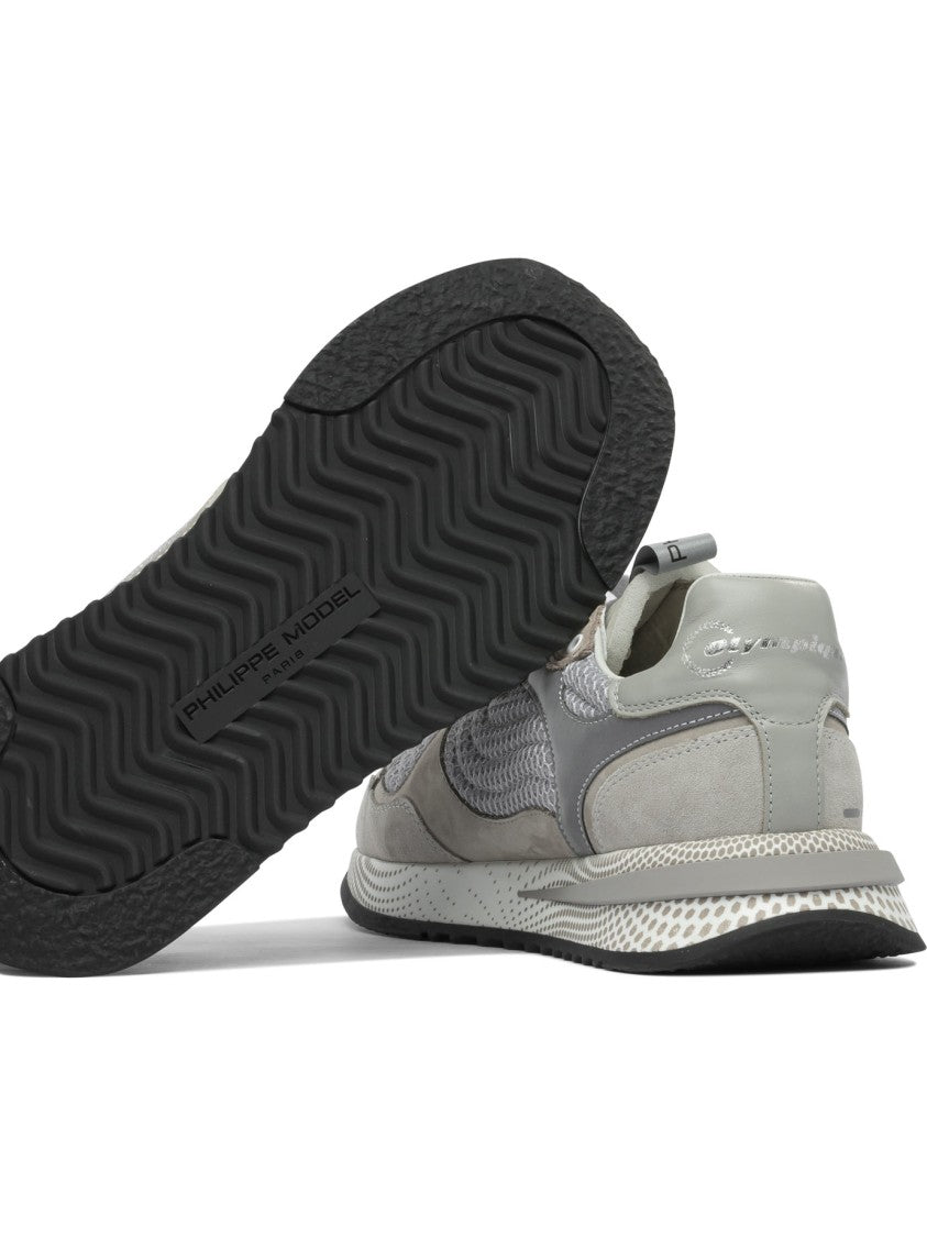 Philippe Model Paris Grey Suede And Mesh Slip-On Sneakers