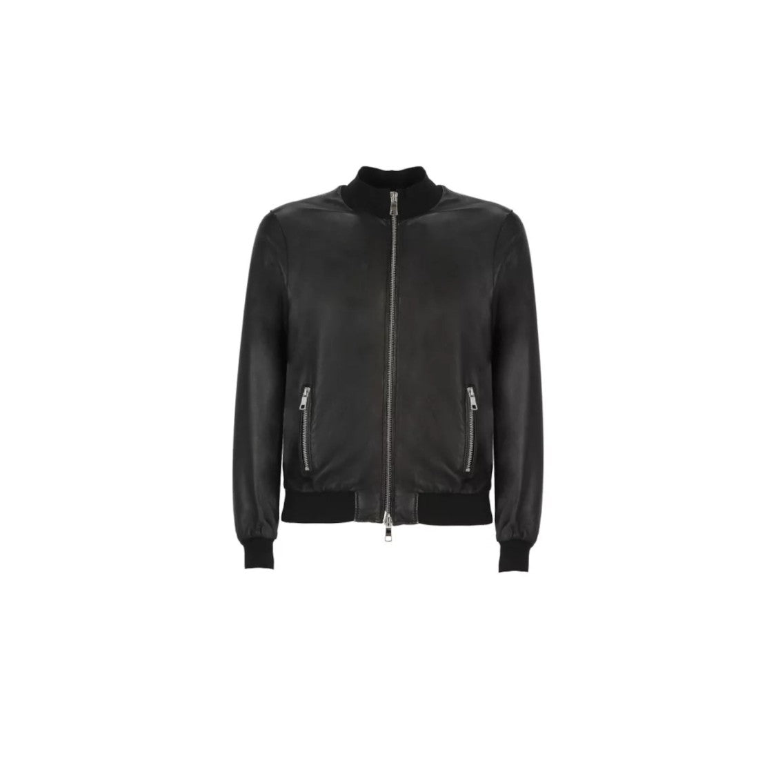 The Jack Leathers Black Bomber Jacket With Ribbed Detailing